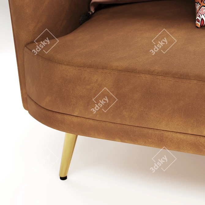 Minimalist Velvet Sofa: Leone 3D model image 3