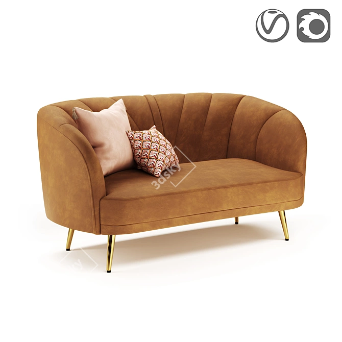 Minimalist Velvet Sofa: Leone 3D model image 4