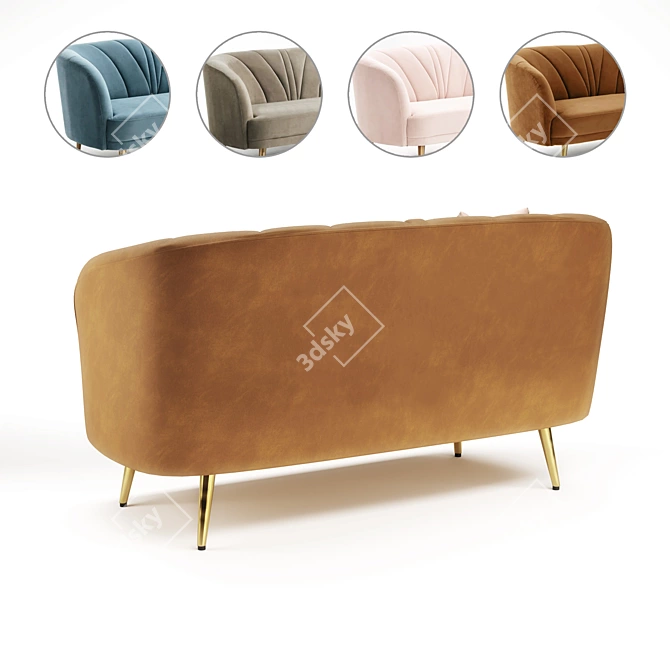 Minimalist Velvet Sofa: Leone 3D model image 6