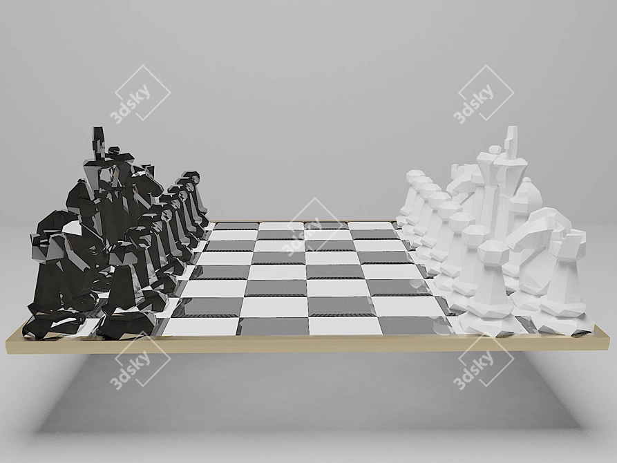 Title: Low-Poly Marble Chess 3D model image 1