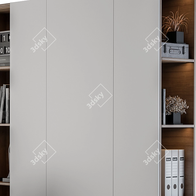 Sleek Workspace Set with Bookcase 3D model image 3