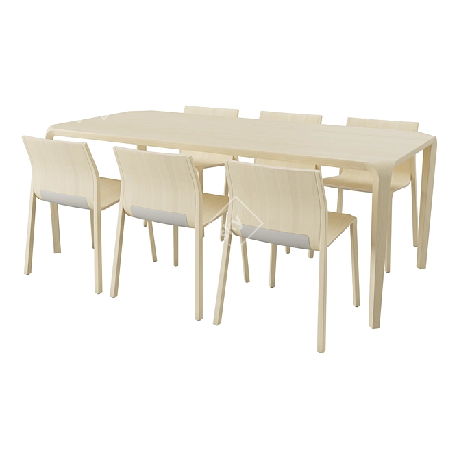 Modern Ondarreta Silu Dining Set 3D model image 4