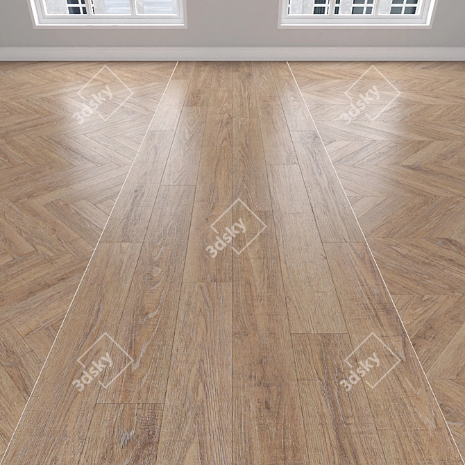 Parquet Oak: Herringbone, Linear, Chevron 3D model image 1