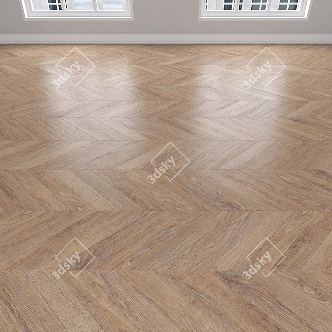 Parquet Oak: Herringbone, Linear, Chevron 3D model image 4