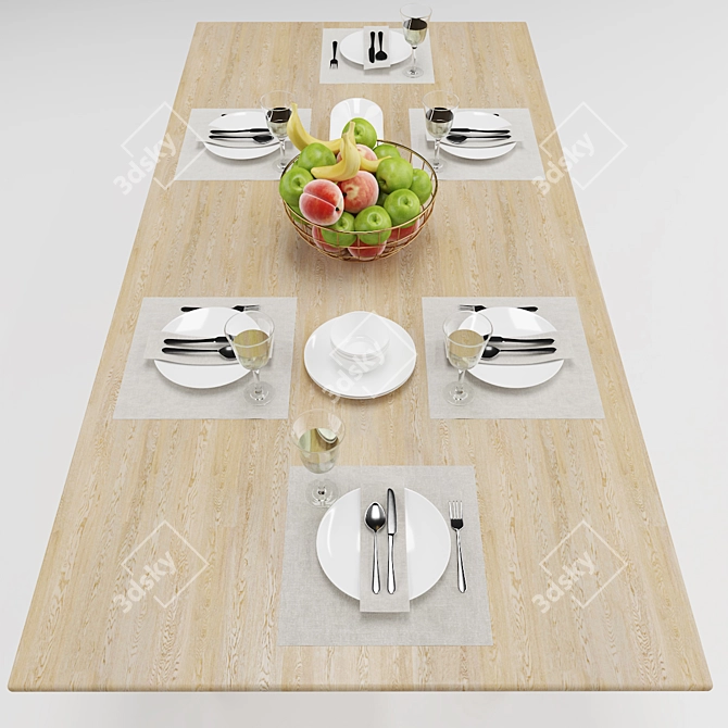 Elegant Tableware Set 3D model image 1