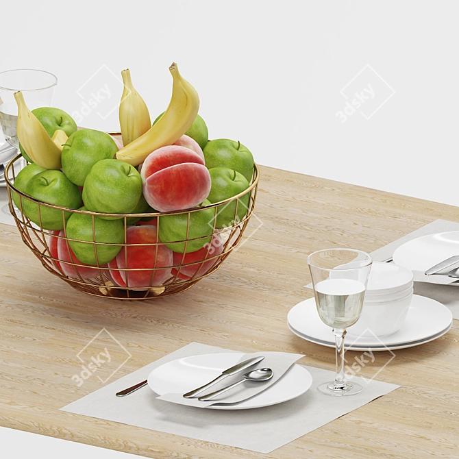 Elegant Tableware Set 3D model image 2