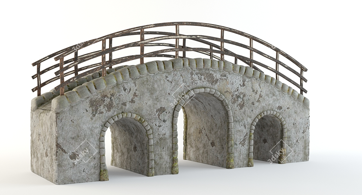 Rustic Stone Bridge, 3D Model 3D model image 2