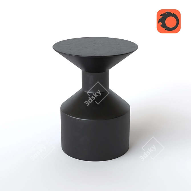 Minimalist Mango Wood Stool 3D model image 2