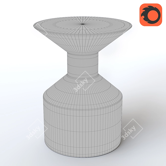 Minimalist Mango Wood Stool 3D model image 1