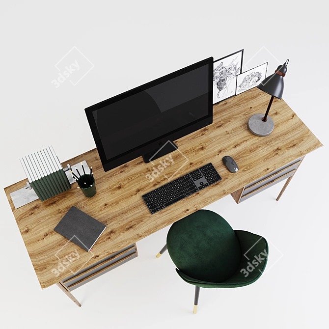 Modern Workstation Set 3D model image 2