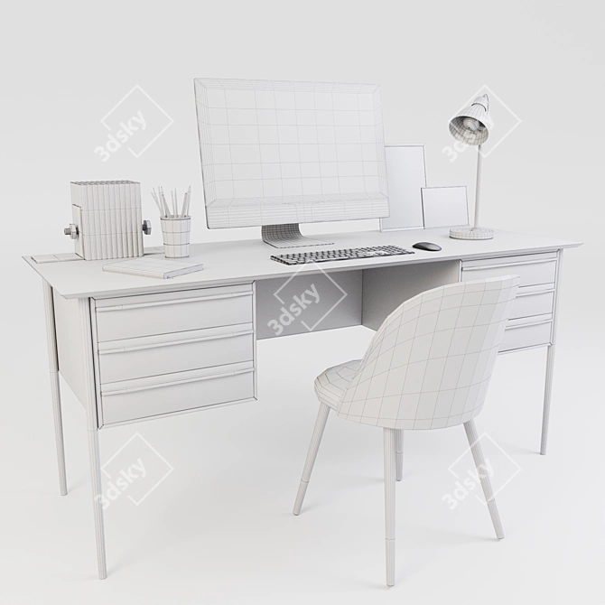 Modern Workstation Set 3D model image 3