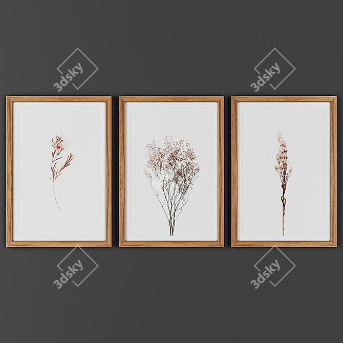 Wooden Frame Picture Set 3D model image 1