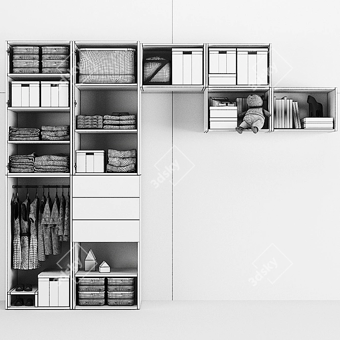 Title: Ophus 2-Door Wardrobe with 3 Drawers 3D model image 5