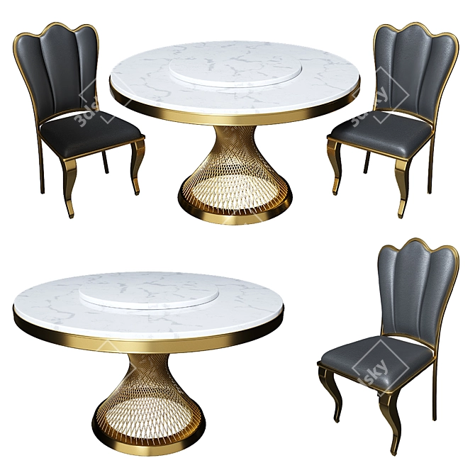 Elegant Dining Set: Table & Chairs 3D model image 4