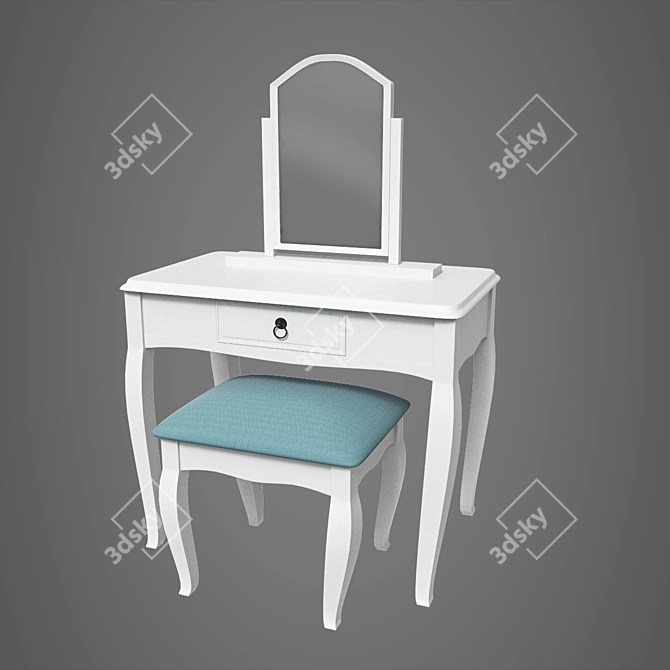 Vintage White Dressing Table 3D model image 1