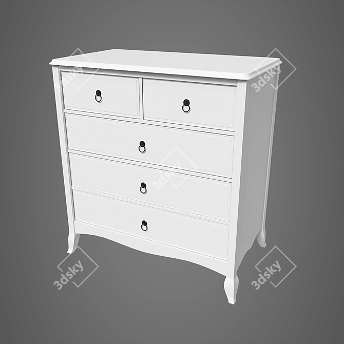 Vintage White Painted Drawers 3D model image 1