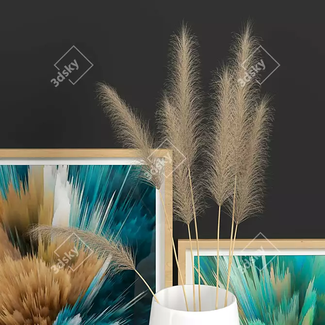 Elegant Pampas Decor Set 3D model image 3