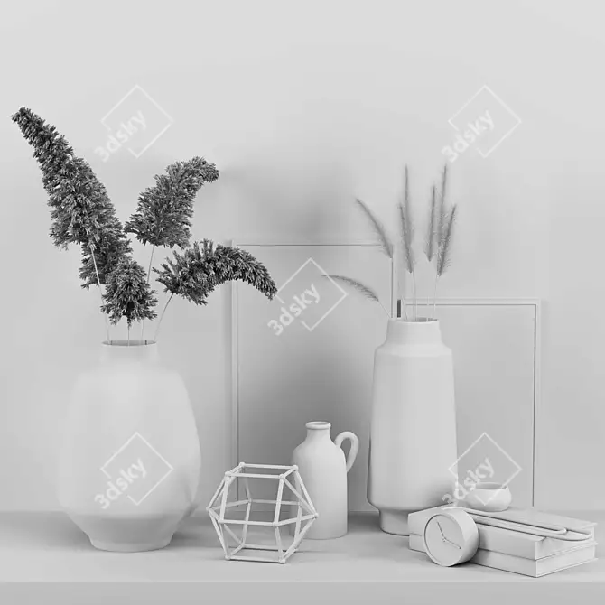 Elegant Pampas Decor Set 3D model image 5