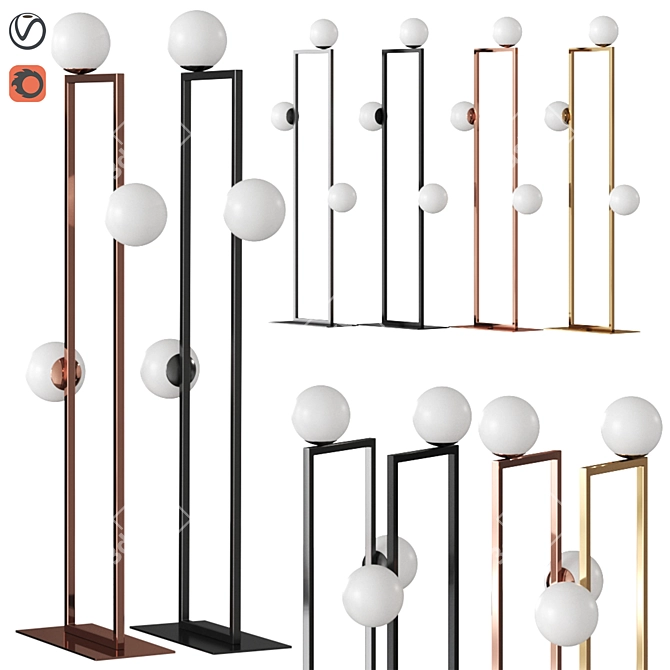 VeniceM Mondrian Glass Floor: Elegant LED Floor Lamp 3D model image 1