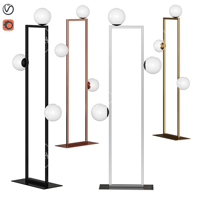 VeniceM Mondrian Glass Floor: Elegant LED Floor Lamp 3D model image 5