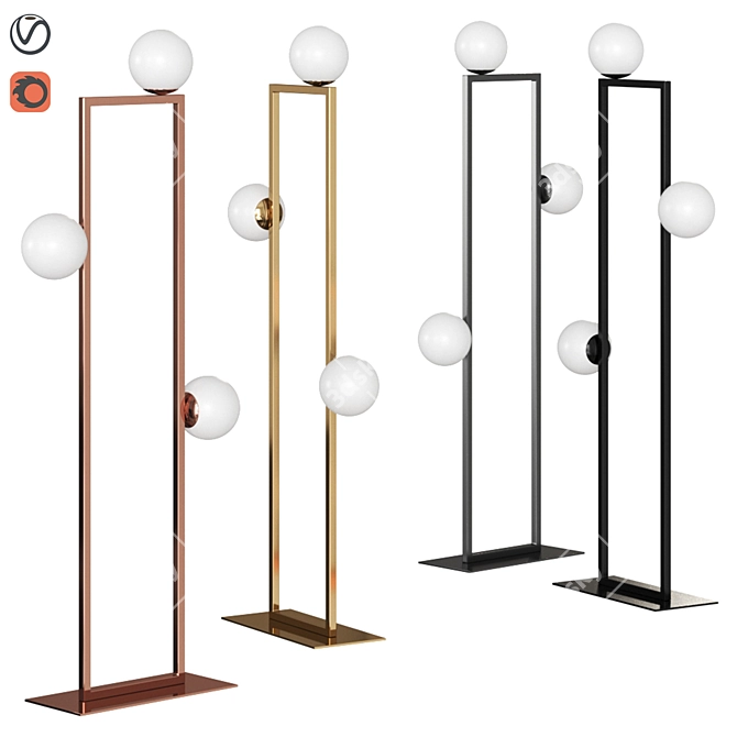 VeniceM Mondrian Glass Floor: Elegant LED Floor Lamp 3D model image 6