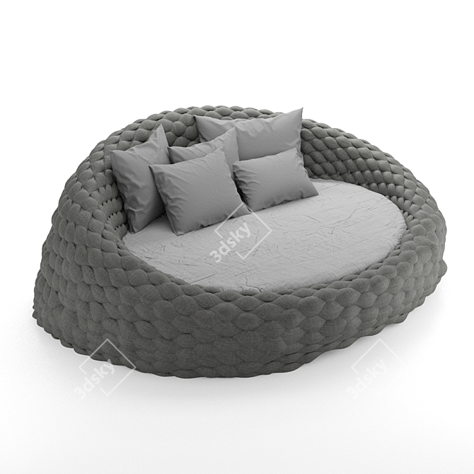 Tricot and Wood Chaise 3D model image 2