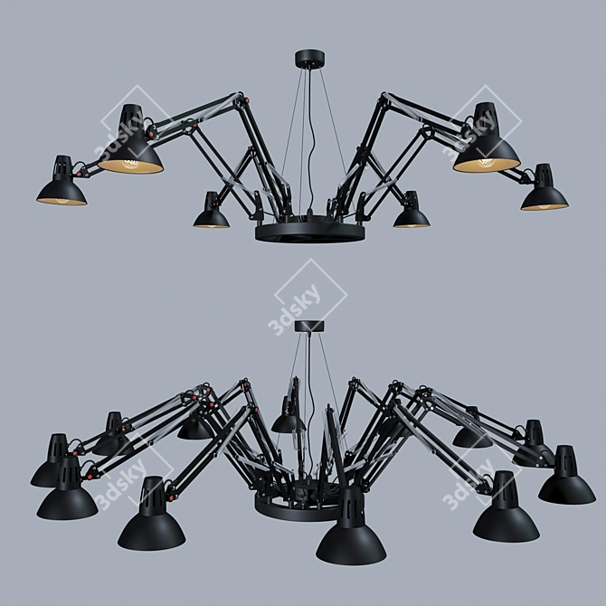 Ragno Loft Chandelier - Raw Elegance 3D model image 1