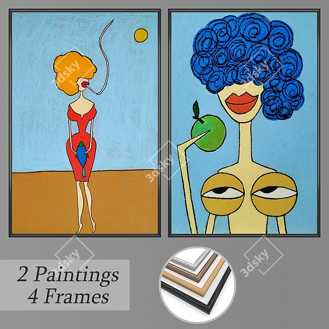 Modern Wall Art Set with Multiple Frames (No. 1274) 3D model image 1