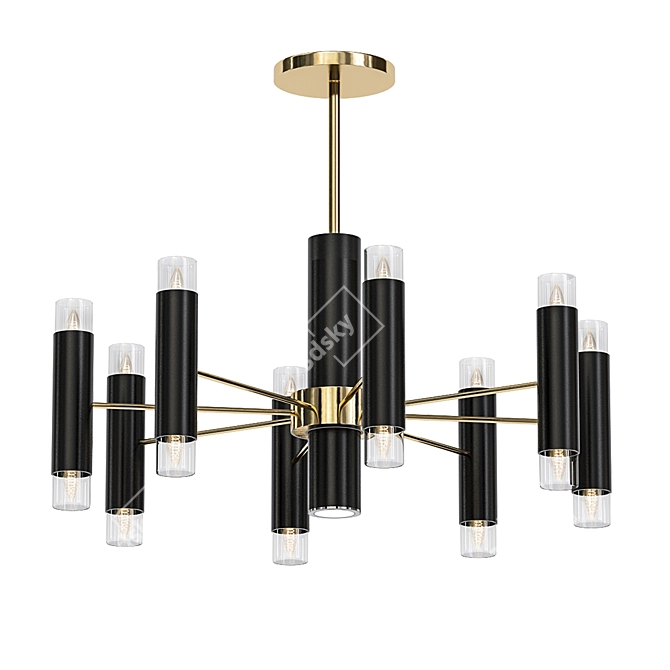 Modern Black and Gold Chandelier 3D model image 1