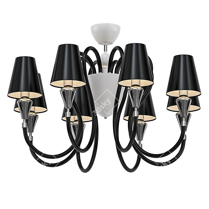 Elegant Black Textile Ceiling Chandelier 3D model image 1