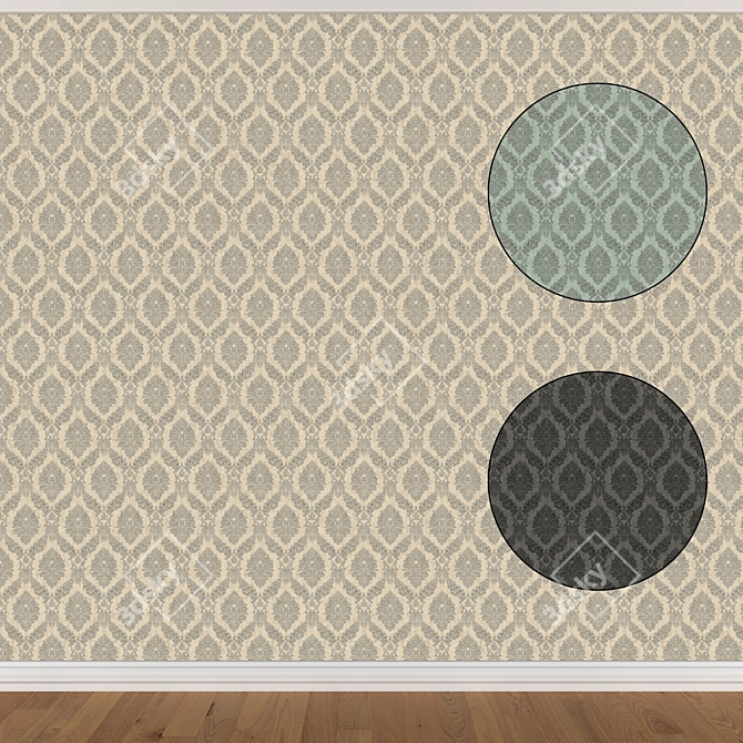 800 Wallpaper Set: 3 Seamless Textures 3D model image 1