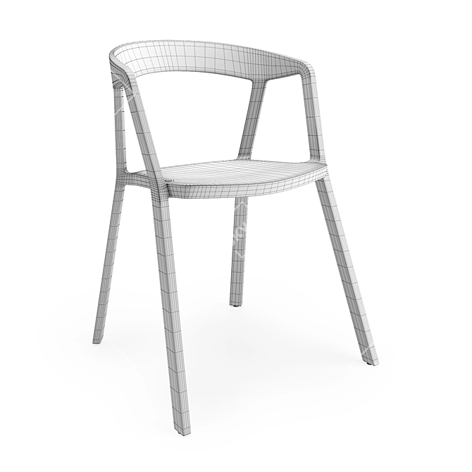 Sleek Almond Stackable Armchair 3D model image 5