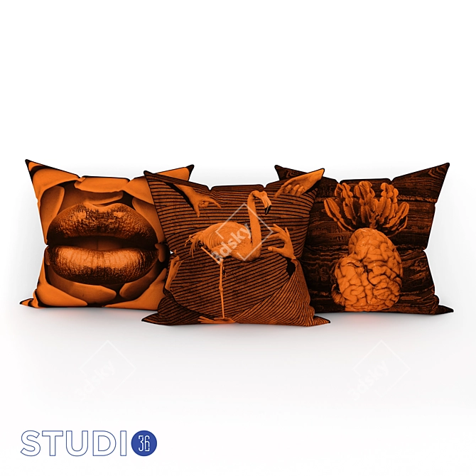Hope & Hall Graphic Pillows Set 3D model image 1