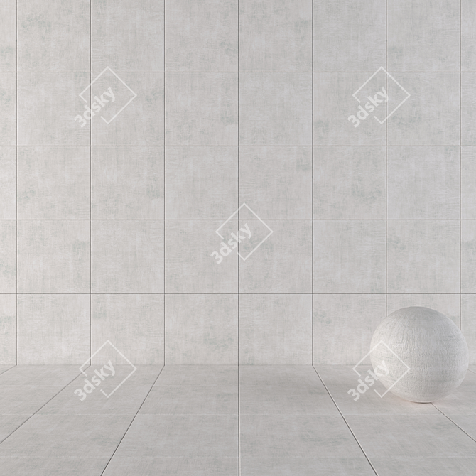 Stylish Concrete Wall Tiles 3D model image 1