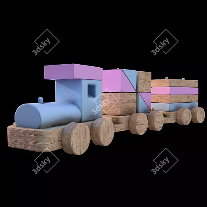 Print-Friendly Train Toy 3D model image 1