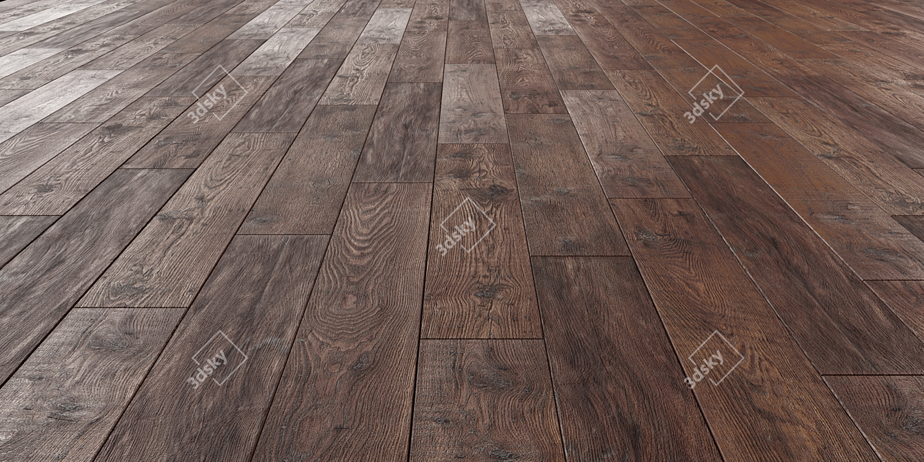 Brown Laminate Flooring - Standard & Herringbone Styles 3D model image 2