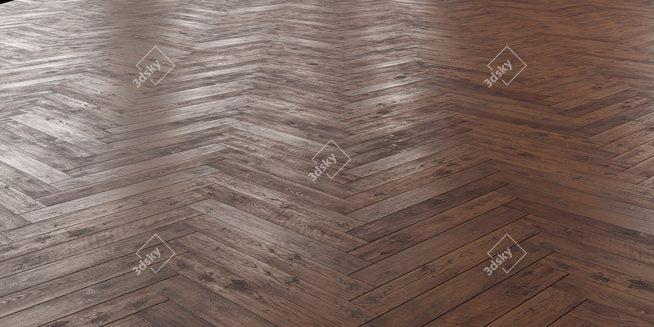 Brown Laminate Flooring - Standard & Herringbone Styles 3D model image 3