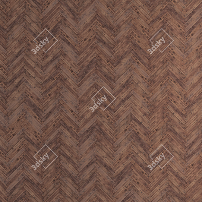 Brown Laminate Flooring - Standard & Herringbone Styles 3D model image 4