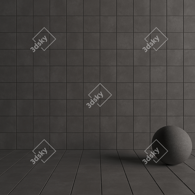 Anthracite Concrete Wall Tiles 3D model image 4