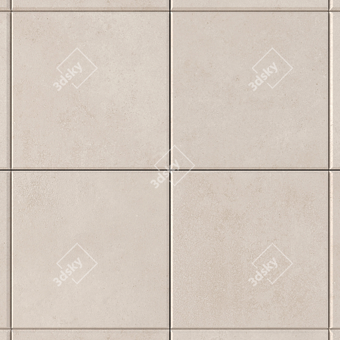 Concrete Core Beige Tiles 3D model image 2