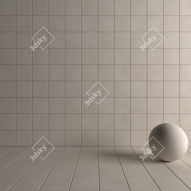 Concrete Core Beige Tiles 3D model image 4