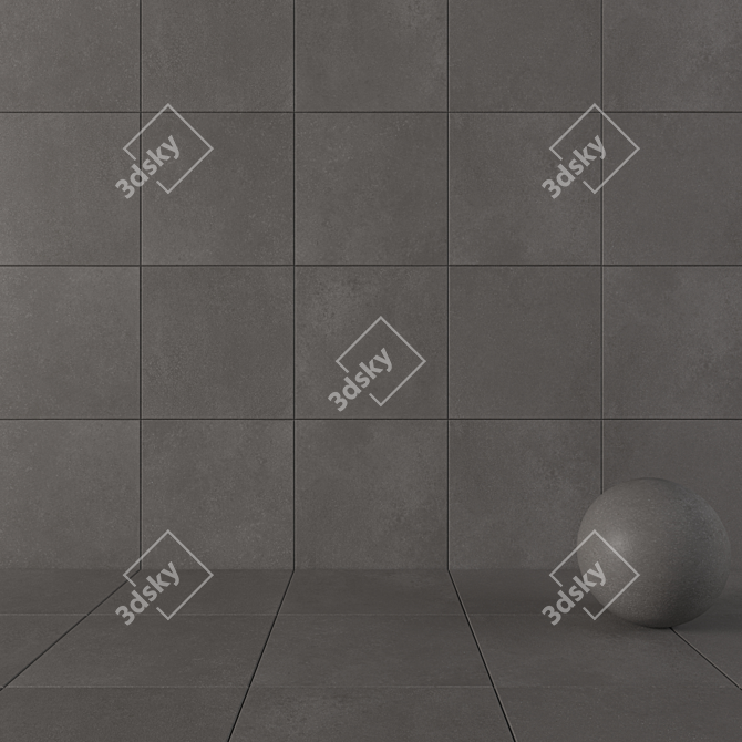 Anthracite Concrete Wall Tiles - Set of 2 3D model image 1