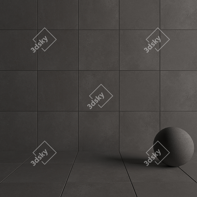 Anthracite Concrete Wall Tiles - Set of 2 3D model image 4