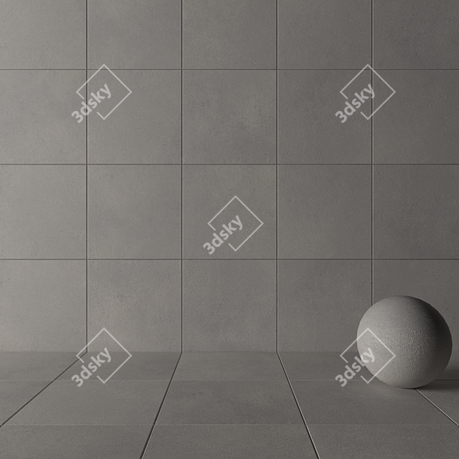 Concrete Core Grey Wall Tiles 3D model image 3