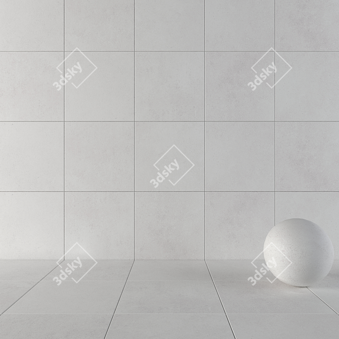 CORE White Concrete Tiles Set 3D model image 1