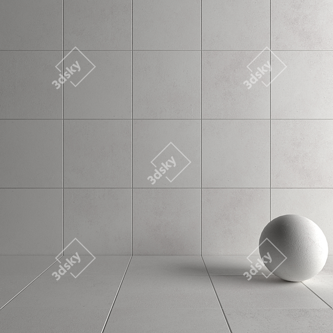 CORE White Concrete Tiles Set 3D model image 4