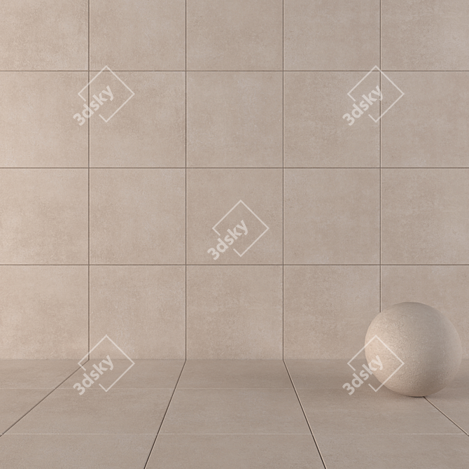 Elegant Beige Concrete Wall Tiles 3D model image 1