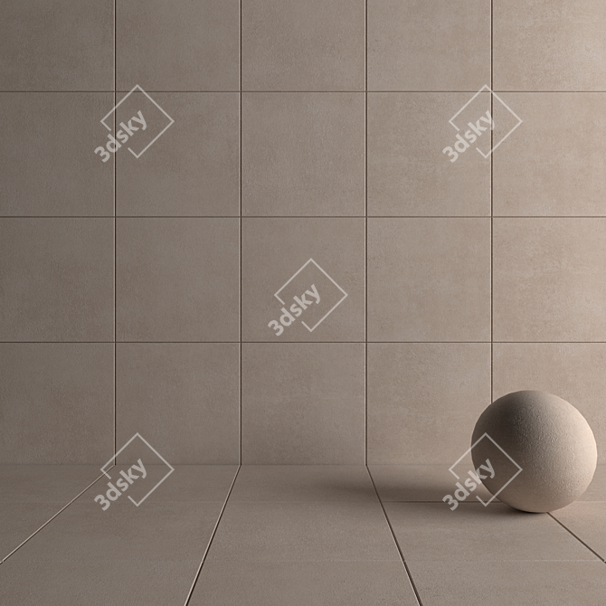 Elegant Beige Concrete Wall Tiles 3D model image 4