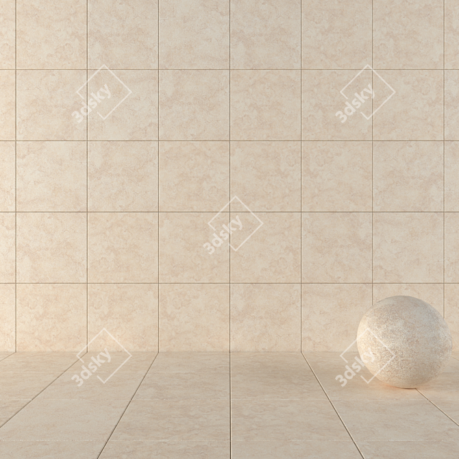 Nirvana Beige Concrete Tiles: Multi-Texture Set! 3D model image 1