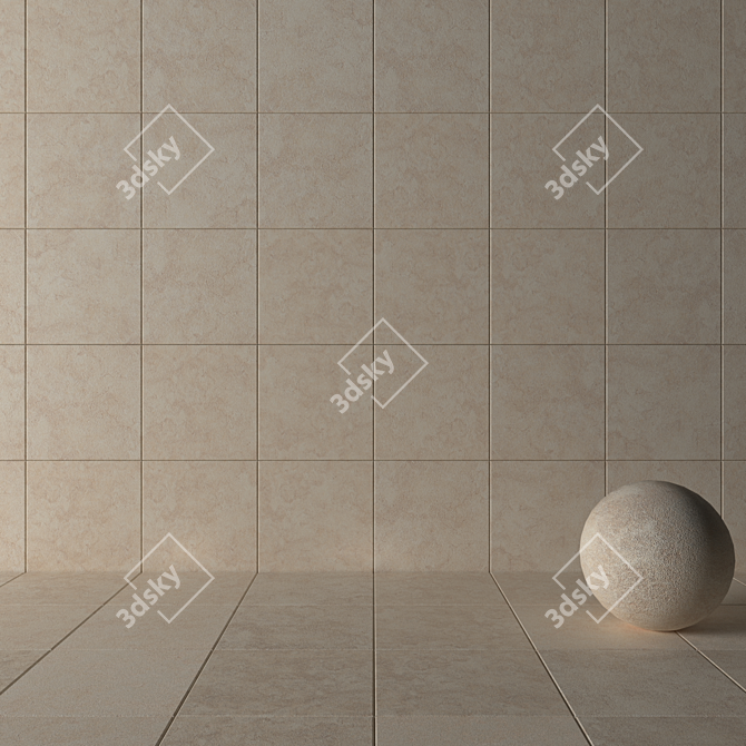 Nirvana Beige Concrete Tiles: Multi-Texture Set! 3D model image 3